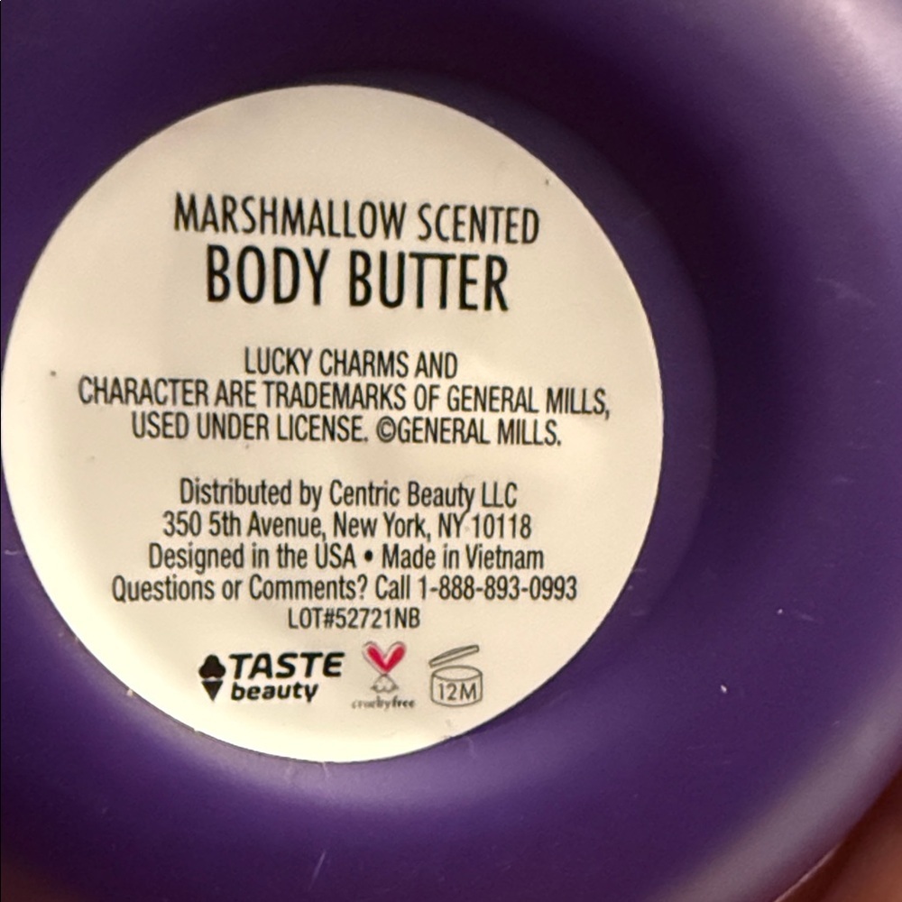 Lucky Charms Marshmallow Scented Body Butter Purple 10 Oz New Taste Beauty - Picture 3 of 3